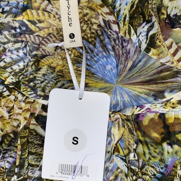 Moda sheer blouse size small green blue brown new with tags - Picture 3 of 8